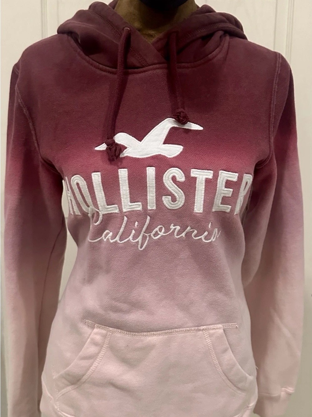 Hollister Pink Ombre California Logo Pullover Hoodie